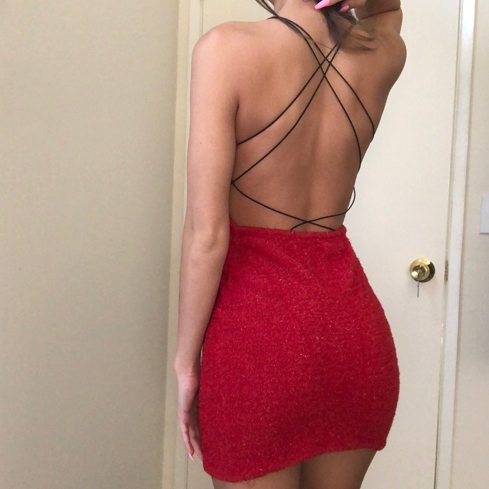 Open Back Red Mini Dress